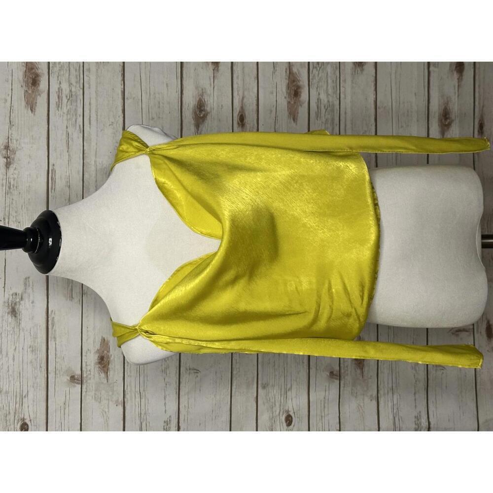 Maeve by Anthropologie Alida chartreuse satin cowl-neck sleeveless blouse Size 4